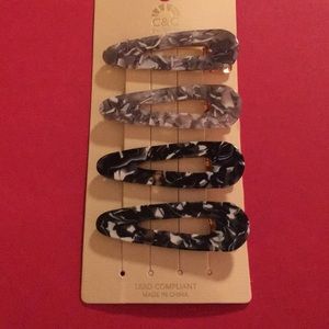 C&C California hair clip 4 piece set gray & black